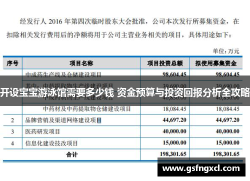 开设宝宝游泳馆需要多少钱 资金预算与投资回报分析全攻略